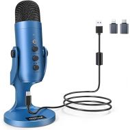 ZealSound USB Microphone,Condenser Gaming Mic for Phone/Laptop/PC/PS4/5/Computer,Microphone with Gain Knob,LED Mute,Monitor Volume Adjustment,Stand Base for Streaming, Podcast, Studio Recording (Blue)