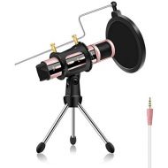 [아마존 핫딜] [아마존핫딜]Studio Microphone, ZealSound Condenser Recording & Broadcasting Microphone With Stand Built-in Sound Card Echo Recording Karaoke Singing for Phone PC Garageband Smule Live Stream &