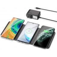 [아마존 핫딜] Wireless Charging Pad, ZealSound Qi-Certified Ultra-Slim Triple Wireless Charger Station for Multiple 3 Devices & New Airpods Ultra Slim Leather Mat W/AC Adapter for All Qi Enabled