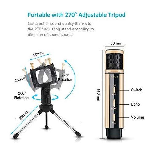  [아마존베스트]USB Microphone, ZealSound Metal Condenser Recording Microphone for Laptop MAC Windows Computer and Phone w/Stand for ASMR Garageband Smule Stream & YouTube Video Studio Voice Overs