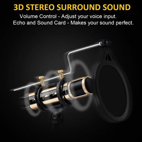  [아마존베스트]USB Microphone, ZealSound Metal Condenser Recording Microphone for Laptop MAC Windows Computer and Phone w/Stand for ASMR Garageband Smule Stream & YouTube Video Studio Voice Overs