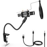 ZealSound Microphone Bundle, Condenser USB Microphone Kit for Phone PC Mac Laptop w/Gooseneck Arm Stand, Shock Mount, Pop Filter for Recording, Podcasts, Streaming, YouTube ASMR Si