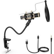 [아마존베스트]Microphone Bundle, ZealSound Condenser Mic Kit with Adjustable Suspension Scissor Arm, Metal Shock Mount and Triple Stand for Music Recording Singing Garageband Smule YouTube Work