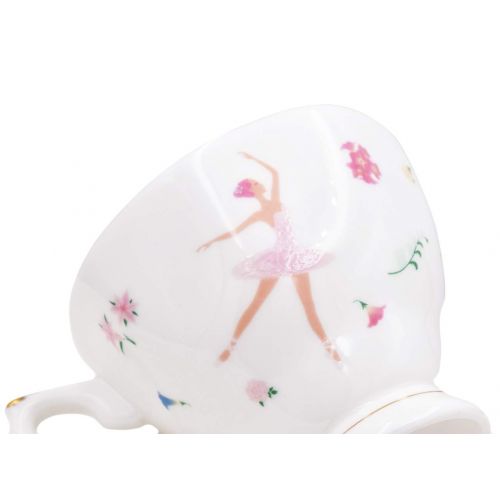  Zealax ZEALAX Floral Bone China Teacup and Saucer Set British Tea Cup Coffee Cup, Ballet Dancer Girls