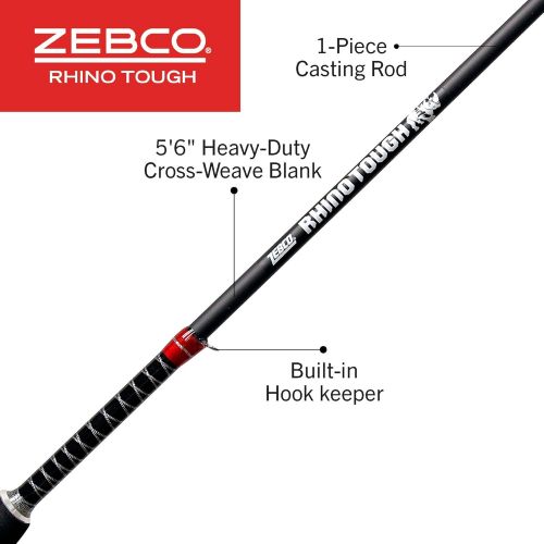  Zebco Rhino Tough Glowtip Casting Fishing Rod with Heavy Duty Guides, EVA Foam Handle