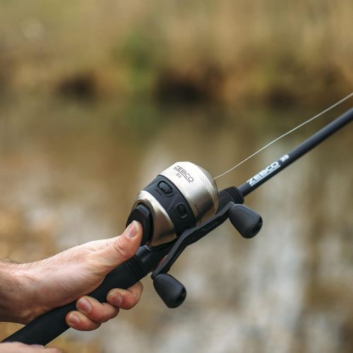  Zebco 33 Spincast Reel and 2-Piece Fishing Rod Combo, 5-Foot 6-Inch Durable Fiberglass Rod, Quickset Anti-Reverse Fishing Reel with Bite Alert
