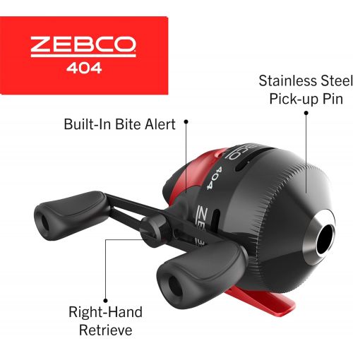  Zebco 404 Spincast Reel and 2-Piece Fishing Rod Combo, Durable Fiberglass Rod with EVA Handle, QuickSet Anti-Reverse Reel with Built-In Bite Alert, Pre-Spooled