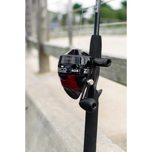  Zebco 404 Spincast Reel and 2-Piece Fishing Rod Combo, Durable Fiberglass Rod with EVA Handle, QuickSet Anti-Reverse Reel with Built-In Bite Alert, Pre-Spooled