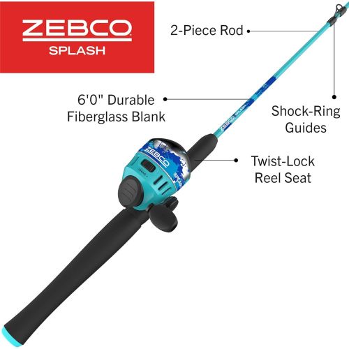  Zebco Splash Spinning Reel and Fishing Rod Combo