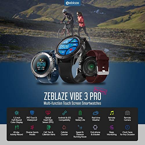  Zeblaze Vibe 3 PRO - Colorful Touch Display Sports Fitness Tracker Heart Rate IP67 Waterproof Rugged Military Remote Music Fitness Activity Wristband Sport Smartwatch for iOS & And