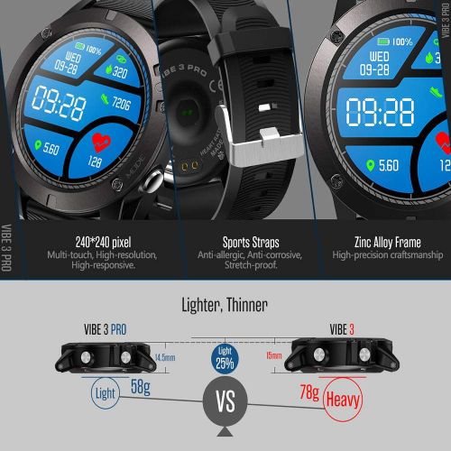  Zeblaze Vibe 3 PRO - Colorful Touch Display Sports Fitness Tracker Heart Rate IP67 Waterproof Rugged Military Remote Music Fitness Activity Wristband Sport Smartwatch for iOS & And