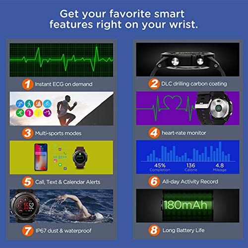  Zeblaze Vibe 3 ECG IP67 Waterproof Sport Fitness Tracker 1.22 Color Touch Screen Activity Tracking Multi-sensors Mobile Alerts Pedometer Sleep Monitor Bluetooth Smartwatch