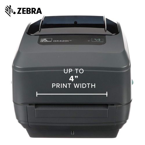  Zebra - GK420t Thermal Transfer Desktop Printer for Labels, Receipts, Barcodes, Tags, and Wrist Bands - Print Width of 4 in - USB and Ethernet Port Connectivity