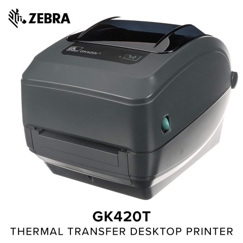  Zebra - GK420t Thermal Transfer Desktop Printer for Labels, Receipts, Barcodes, Tags, and Wrist Bands - Print Width of 4 in - USB and Ethernet Port Connectivity