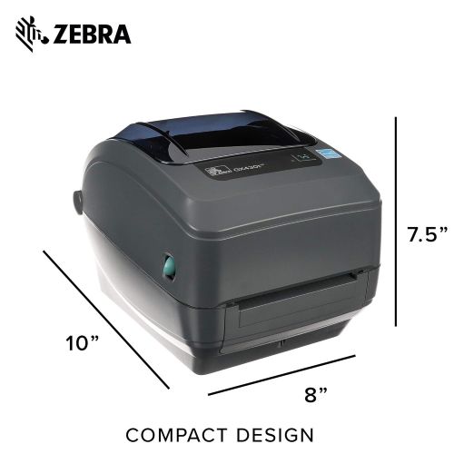  Zebra - GX430t Thermal Transfer Desktop Printer for Labels, Receipts, Barcodes, Tags, and Wrist Bands - Print Width of 4 in - USB, Serial, Parallel, and Ethernet Connectivity