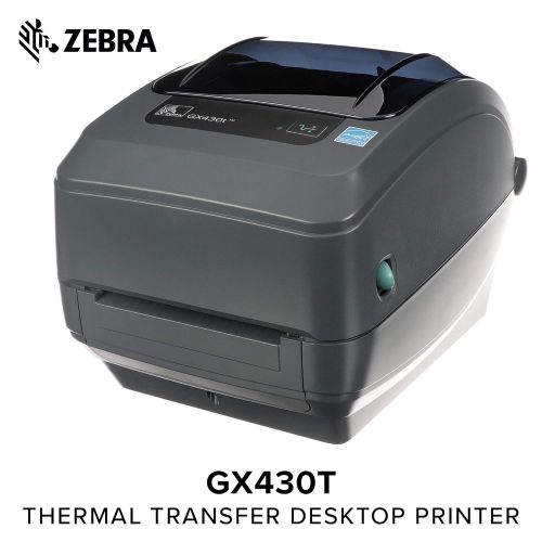  Zebra - GX430t Thermal Transfer Desktop Printer for Labels, Receipts, Barcodes, Tags, and Wrist Bands - Print Width of 4 in - USB, Serial, Parallel, and Ethernet Connectivity