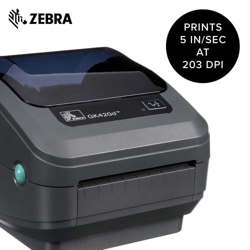  Zebra - GX420t Thermal Transfer Desktop Printer for Labels, Receipts, Barcodes, Tags, and Wrist Bands - Print Width of 4 in - USB, Serial, and Ethernet Port Connectivity