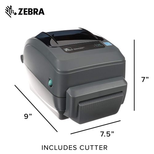  Zebra - GX420t Thermal Transfer Desktop Printer for Labels, Receipts, Barcodes, Tags, and Wrist Bands - Print Width of 4 in - USB, Serial, and Ethernet Port Connectivity (Includes