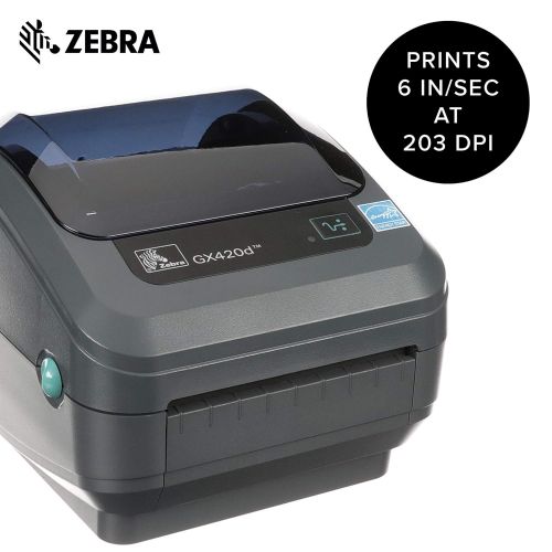 Zebra Technologies Zebra - GX420d Direct Thermal Desktop Printer for Labels, Receipts, Barcodes, Tags, and Wrist Bands - Print Width of 4 in - USB, Serial, and Ethernet Port Connectivity