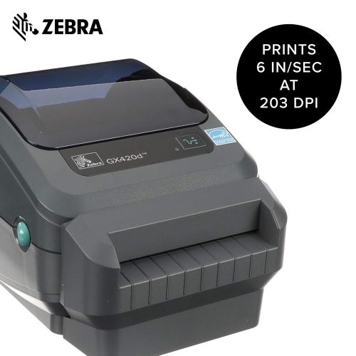  Zebra Technologies Zebra - GX420d Direct Thermal Desktop Printer for Labels, Receipts, Barcodes, Tags, and Wrist Bands - Print Width of 4 in - USB, Serial, and Ethernet Port Connectivity (Includes Cu