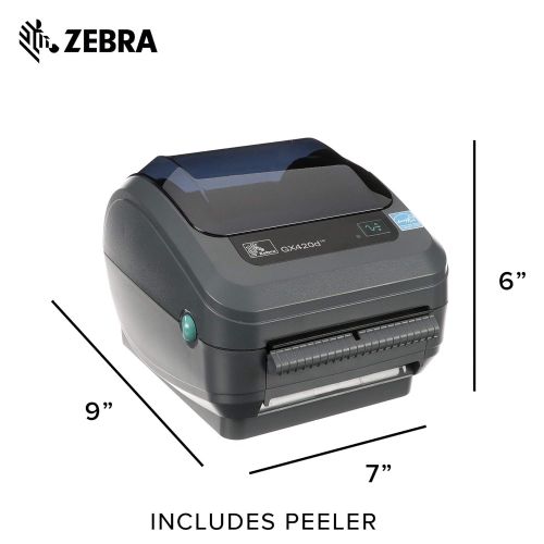  Zebra Technologies Zebra - GX420d Direct Thermal Desktop Printer for Labels, Receipts, Barcodes, Tags, and Wrist Bands - Print Width of 4 in - USB, Serial, and Ethernet Port Connectivity (Includes Pe