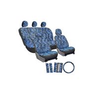 Zebra-Stripe Velour Car Seat Cover Set (17-Piece)