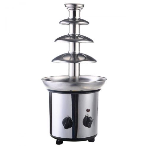  Zebrasu 4 Tiers Commercial Stainless Steel Hot New Luxury Chocolate Fondue Fountain - Quickly And Directly Melt Chocolate, Adjustable Stanza Temperature, Heat Stability - Easy To Clean And