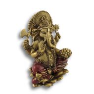 Zeckos Golden Ganesha Sitting on Lotus Flower Statue