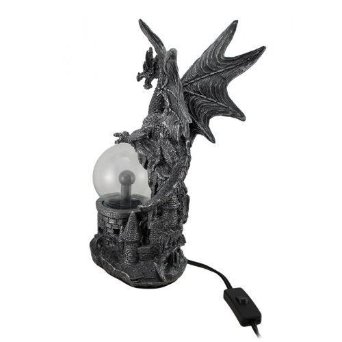  Zeckos Gothic Dragon Statue wElectric Glass Plasma Ball