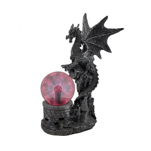  Zeckos Gothic Dragon Statue wElectric Glass Plasma Ball