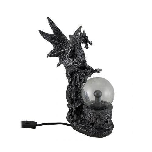  Zeckos Gothic Dragon Statue wElectric Glass Plasma Ball