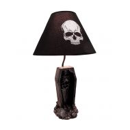 Zeckos The Gloaming Skeleton in a Coffin Table Lamp and Fabric Skull Shade