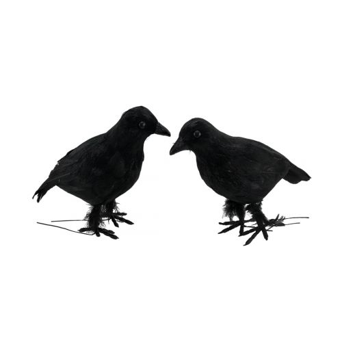  Zeckos Set of 2 Sparkly Faux Feather Black Crows