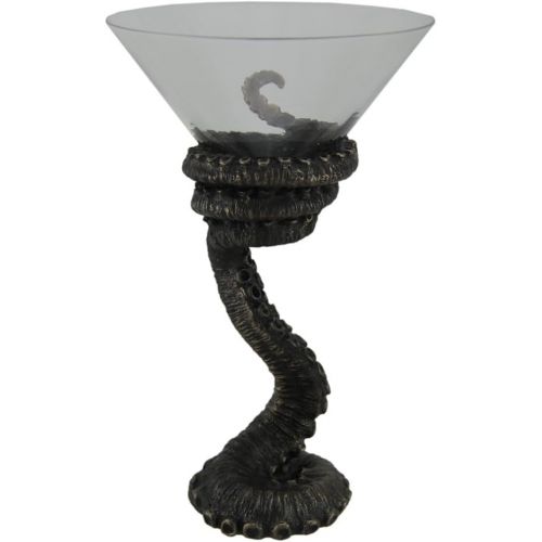  [아마존베스트]Zeckos Bronze Finish Octopus Tentacle Martini Glass