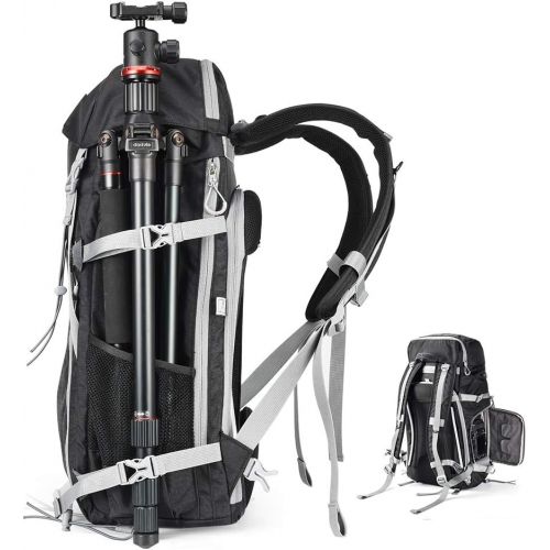  [아마존 핫딜] Zecti Hiking Backpack Travel Backpack, Long-Lasting Durability & Storage Pockets for Digital Camera Accessories with Waterproof Rain Cover Black