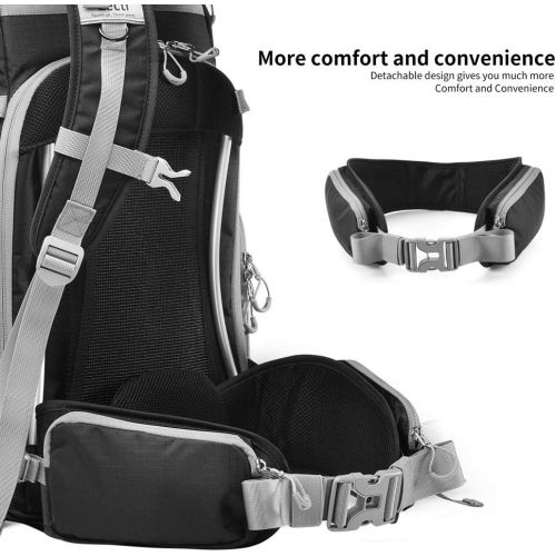  [아마존 핫딜] Zecti Hiking Backpack Travel Backpack, Long-Lasting Durability & Storage Pockets for Digital Camera Accessories with Waterproof Rain Cover Black