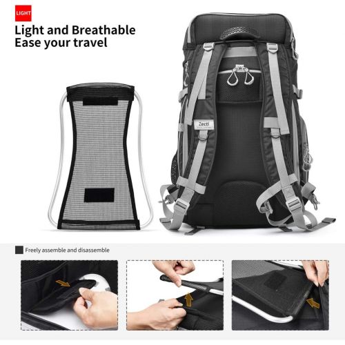  [아마존 핫딜] Zecti Hiking Backpack Travel Backpack, Long-Lasting Durability & Storage Pockets for Digital Camera Accessories with Waterproof Rain Cover Black