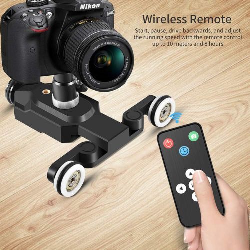  [아마존 핫딜] Zecti Camera Slider Dolly Rolling Slider Dolly Car Skater Video Track Remote Control 10 Speed Weight Up to 6kg Adjustable Chargeable Mini Slider for Canon Nikon Sony DSLR Camera IO