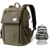 [아마존베스트]Camera Backpack Zecti Waterproof Canvas Professional Camera Bag for Laptop and Other Digital Camera Accessories with Rain Cover-Green