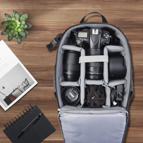  Zecti Camera Backpack, DSLR/SLR Mirrorless Photography Camera Bag with Waterproof, Fits up to 14 Inch Laptop, Camera Case Compatible for Sony Canon Nikon Camera and Lens Tripod Acc