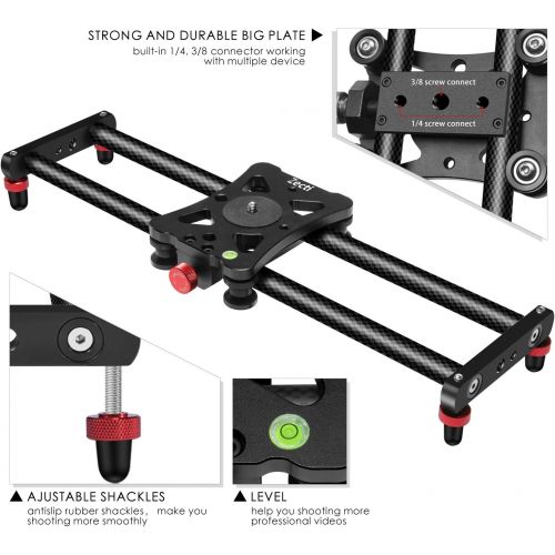  [아마존베스트]Zecti Camera Slider, 16 inches/40 Centimeters Adjustable Carbon Fiber Camera Dolly Track Slider Video Stabilizer Rail for Camera DSLR Video Movie Photography Camcorder Stabili