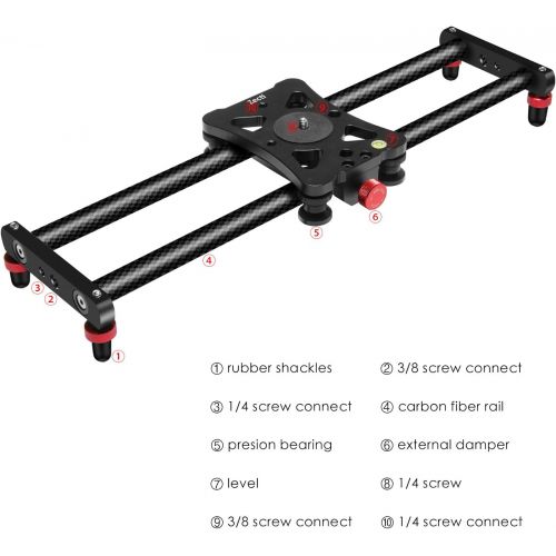  [아마존베스트]Zecti Camera Slider, 16 inches/40 Centimeters Adjustable Carbon Fiber Camera Dolly Track Slider Video Stabilizer Rail for Camera DSLR Video Movie Photography Camcorder Stabili