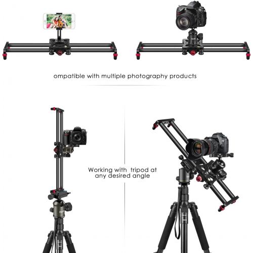  [아마존베스트]Zecti Camera Slider, 24 inches/60 Centimeters Adjustable Carbon Fiber Camera Dolly Track Slider Video Stabilizer Rail for Camera DSLR Video Movie Photography Camcorder Stabili