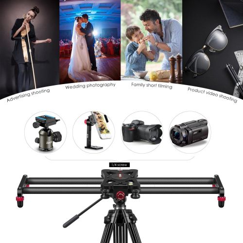  [아마존베스트]Zecti Camera Slider, 24 inches/60 Centimeters Adjustable Carbon Fiber Camera Dolly Track Slider Video Stabilizer Rail for Camera DSLR Video Movie Photography Camcorder Stabili