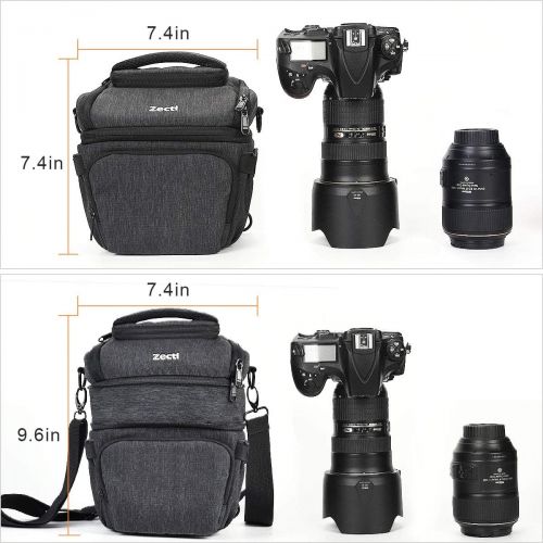  Zecti Camera Bag Padded Shoulder Bag Medium Camera Case with Waterproof Rain Cover Retractable Volume for SLR DSLR, Mirrorless Camera