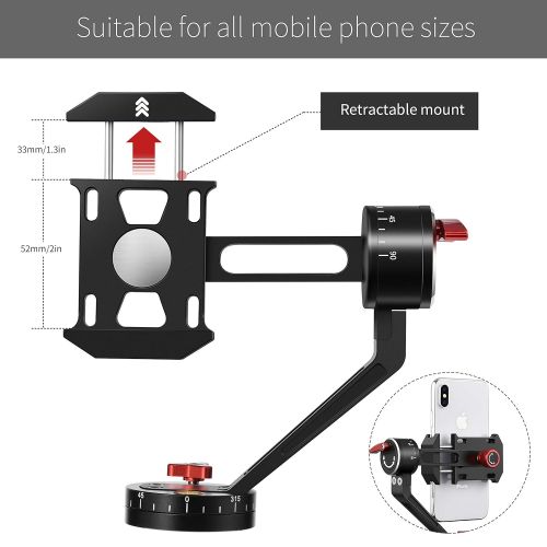  Zecti Tripod Head for Cell Phone CNC Aluminum Alloy 360 Degree Smooth Rotation All-Dimensional Angle...