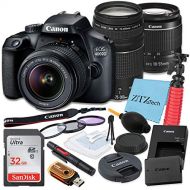 Canon EOS 4000D / Rebel T100 DSLR Camera 18-55mm and 75-300mm Dual Lens Kit, SanDisk 32GB Memory Card, Tripod, 3 Pieces Filter (UV, CPL, FLD) and ZeeTech Accessory Bundle