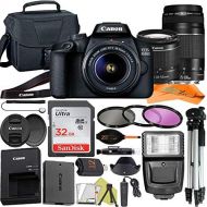 Canon EOS 4000D (Rebel T100) DSLR Camera 18-55mm and 75-300mm Dual Lens with ZeeTech Accessory Bundle, SanDisk 32GB Memory Card, Bag, Tripod, 3 Pieces Filter (UV, CPL, FLD)