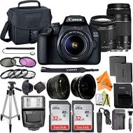 Canon EOS 4000D / Rebel T100 DSLR Camera 18-55mm & 75-300mm Lens + ZeeTech Accessory Bundle with 2 Pack SanDisk 32GB Memory Card, Case, Tripod and Telephoto & Wideangle Lenses Kit