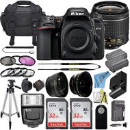 ZeeTech Nikon D7500 Digital SLR Camera, DX-Format, 20.9 Megapixel w/ 18-55mm Lens + 2 Pcs Sandisk 32GB Memory Card + Digital Flash + Camera Bag + Filter Kit + Accessory Bundle (Black)